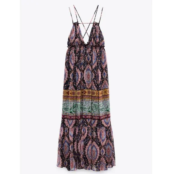 Zara Paisley Print Flowy Maxi Dress - Picture 11 of 16